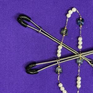 Stainless Steel Pearl and Blue Butterfly Permanent Jewelry Chain-Tier 1