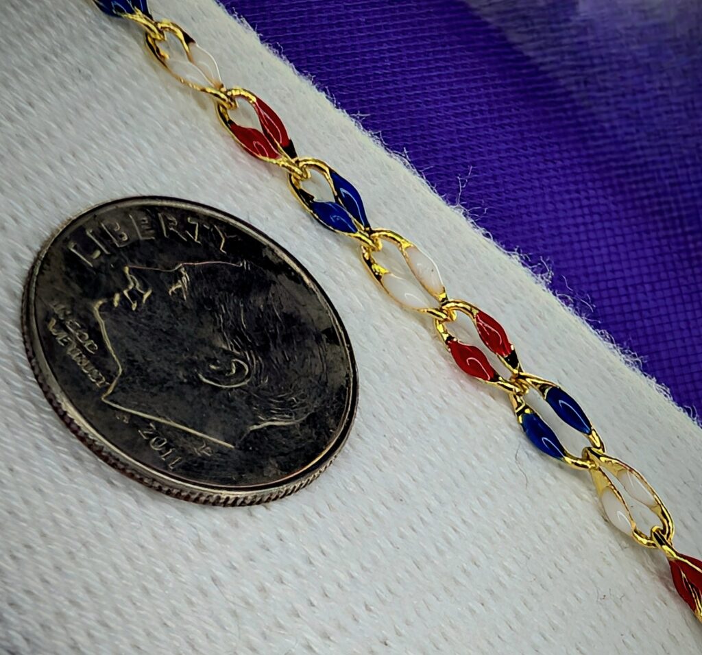 Stainless Steel Red White and Blue Permanent Jewelry Chain-Tier 1