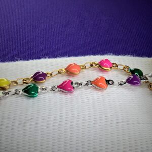 Stainless Steel Multi Color Hearts Permanent Jewelry Chain-Tier 1